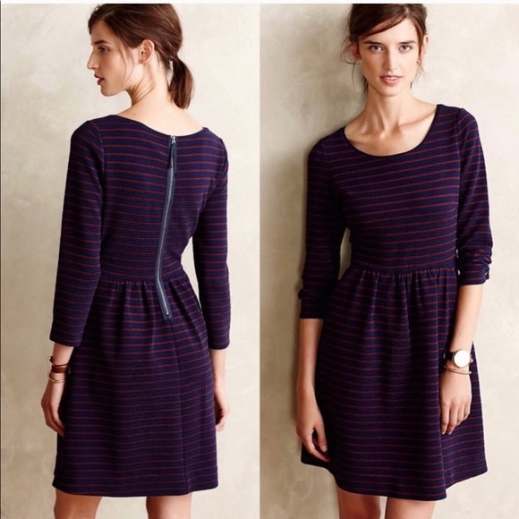 Maeve 3/4 Sleeve Stripe Dress Fit Flare RELISTED - Picture 10 of 11